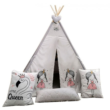 Luxe handgemaakte prinses tipi tent speeltent - wigwam voor kinderen inclusief kussens en speelmat