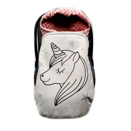 Lovegifts luxe handgemaakte voetenzak en slaapzak unicorn/eenhoorn voor Maxi Cosi of kinderwagen universeel