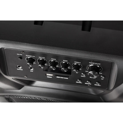 Krüger & Matz KM1715 professionele mobiele luidspreker party speaker box (met 2 UHF draadloze microfoons, SD, Bluetooth, FM, USB) 60 Watt zwart