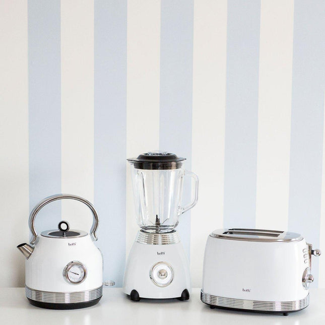 Botti Royal Line professionele retro 3 delige keukenapparaten set broodrooster waterkoker en blender wit