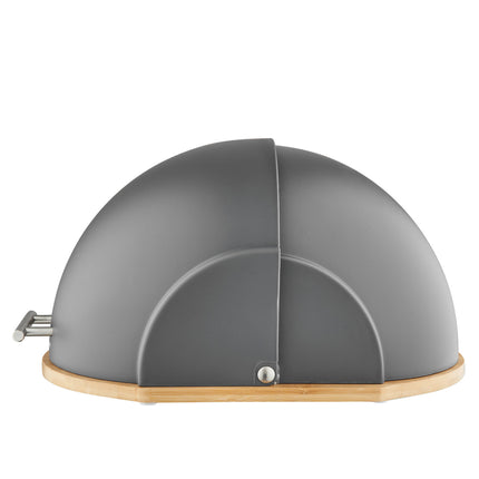 Florina Helmet moderne zwarte broodtrommel met rolklep compact formaat 37 x 26.5 x 20 cm polystyreen / Bamboe
