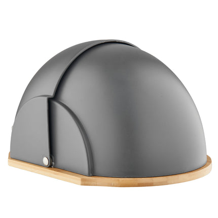 Florina Helmet moderne zwarte broodtrommel met rolklep compact formaat 37 x 26.5 x 20 cm polystyreen / Bamboe