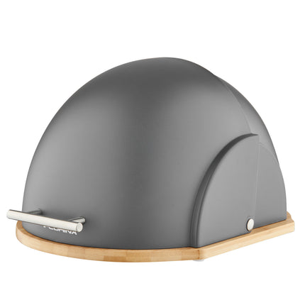 Florina Helmet moderne zwarte broodtrommel met rolklep compact formaat 37 x 26.5 x 20 cm polystyreen / Bamboe