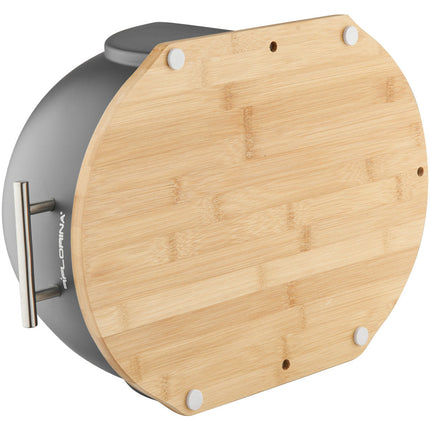 Florina Helmet moderne zwarte broodtrommel met rolklep compact formaat 37 x 26.5 x 20 cm polystyreen / Bamboe