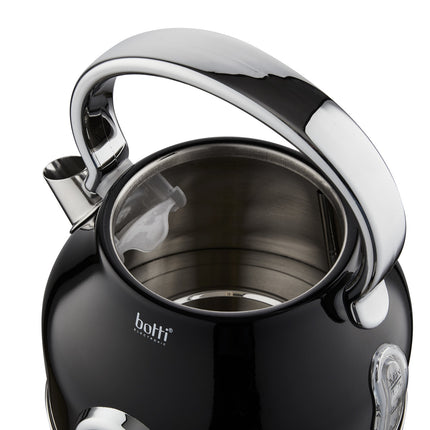 Botti Royal Line professionele waterkoker met thermometer klassiek design 1.7L 2200W zwart/zilver