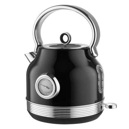 Botti Royal Line professionele waterkoker met thermometer klassiek design 1.7L 2200W zwart/zilver
