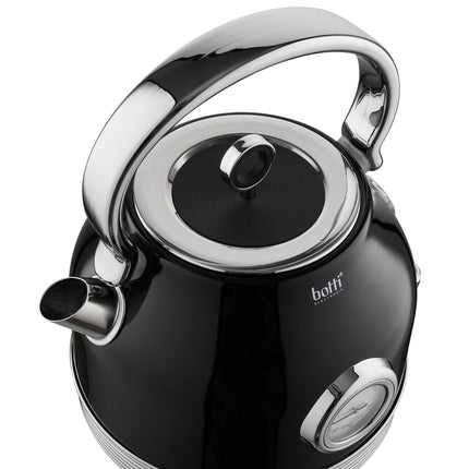 Botti Royal Line professionele waterkoker met thermometer klassiek design 1.7L 2200W zwart/zilver