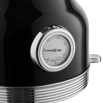 Botti Royal Line professionele waterkoker met thermometer klassiek design 1.7L 2200W zwart/zilver