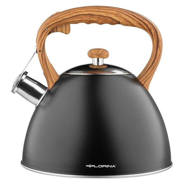 Florina Frank fluitketel RVS mat zwart / bruin 2.5 Liter - ook geschikt voor inductie