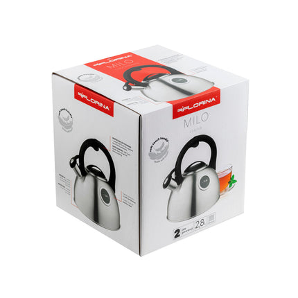 Florina Milo fluitketel geborsteld RVS zilver 2.8 Liter - ook geschikt voor inductie