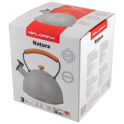 Florina Natura Line fluitketel RVS mat grijs 2.3 Liter - ook geschikt voor inductie