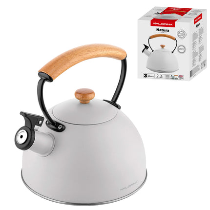 Florina Natura Line fluitketel RVS mat grijs 2.3 Liter - ook geschikt voor inductie