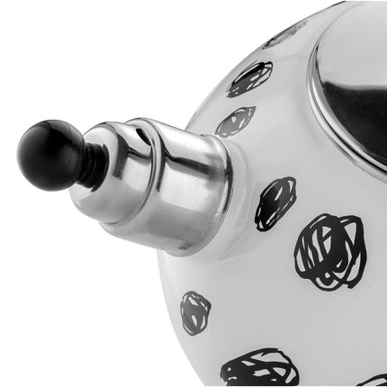 Emalia Asterico fluitketel emaille wit / zwart 2.2 Liter - ook geschikt voor inductie