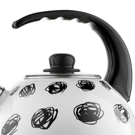 Emalia Asterico fluitketel emaille wit / zwart 2.2 Liter - ook geschikt voor inductie