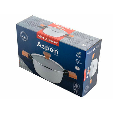 Florina Aspen Limited Edition kookpan met keramische coating en glazen deksel 20cm 2,2L wit / bruin