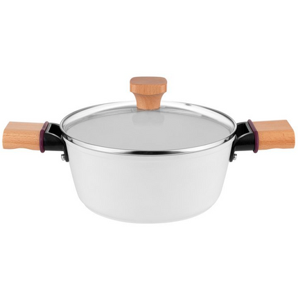 Florina Aspen Limited Edition kookpan met keramische coating en glazen deksel 28cm 5L wit / bruin