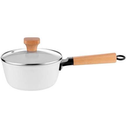 Florina Aspen Limited Edition steelpan met keramische coating en glazen deksel 16cm 1,3L wit / bruin
