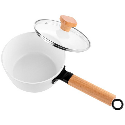 Florina Aspen Limited Edition steelpan met keramische coating en glazen deksel 16cm 1,3L wit / bruin