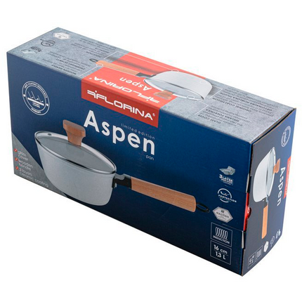 Florina Aspen Limited Edition steelpan met keramische coating en glazen deksel 16cm 1,3L wit / bruin