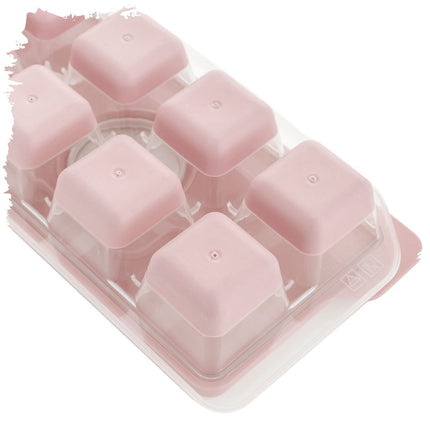 Praktyczna ijsblokjesvorm met deksel + vulopening en siliconen bodem 9 x 27 x 4 cm pastel roze