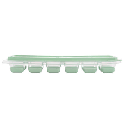 Praktyczna ijsblokjesvorm met deksel + vulopening en siliconen bodem 9 x 27 x 4 cm mint groen