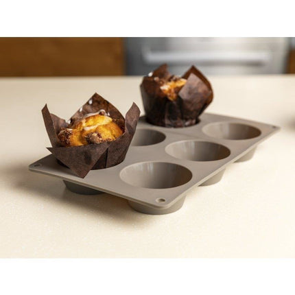 Florina Anide siliconen muffin / cupcake bakvorm voor 6 stuks taupe