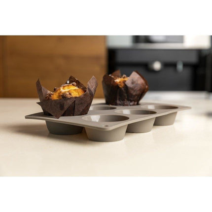 Florina Anide siliconen muffin / cupcake bakvorm voor 6 stuks taupe