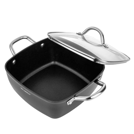 Florina Nelio vierkante kookpan braadpan 24 x 24 cm aluminium 4 Liter mat zwart - geschikt voor inductie