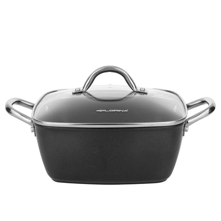 Florina Nelio vierkante kookpan braadpan 24 x 24 cm aluminium 4 Liter mat zwart - geschikt voor inductie
