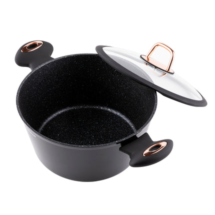 Florina Rosé Limited Edition kookpan met glazen deksel 4,1L 24cm zwart / rosé goud