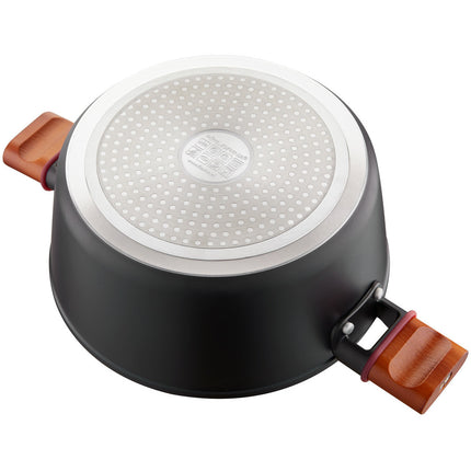 Florina Natura Line kookpan met 3-laags keramische coating en glazen deksel 20cm 2,2L mat zwart / bruin