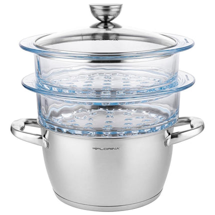 Florina stima professionele stoompan 4-delig RVS geschikt voor alle warmtebronnen ∅ 20 cm zilver