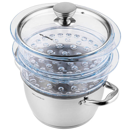Florina stima professionele stoompan 4-delig RVS geschikt voor alle warmtebronnen ∅ 20 cm zilver