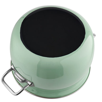 Emalia Berry 24 cm 5L retro geëmailleerde exclusieve kookpan met glazen deksel mint groen