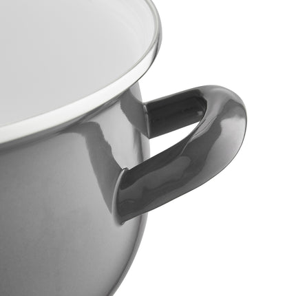 Emalia Capri retro donkergrijs klassieke geëmailleerde kookpan met glazen deksel 20 cm - 4.2L