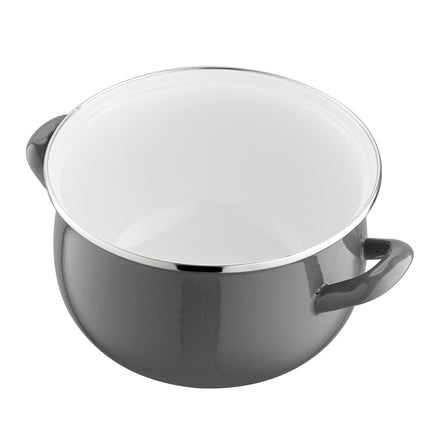 Emalia Capri retro donkergrijs klassieke geëmailleerde kookpan met glazen deksel 20 cm - 4.2L