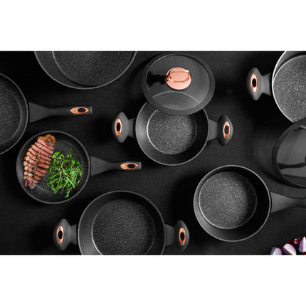 Florina Rosé Limited Edition kookpan / braadpan met deksel 2,5L 24cm zwart / rosé goud