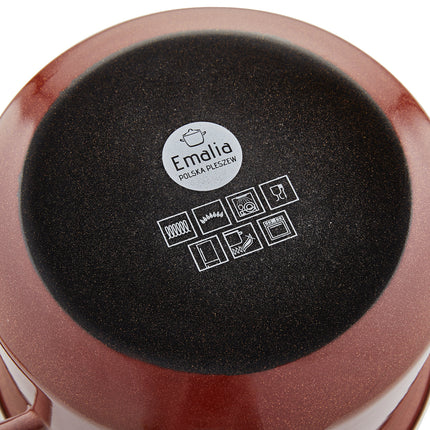 Emalia Marigold Red 16 cm 2L emaille kookpan met glazen deksel rood