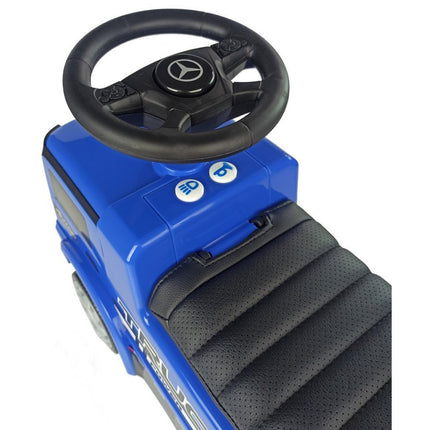 Mercedes Antos 656 loopauto met 2 geluiden en koplampen belastbaar tot 25 kg blauw