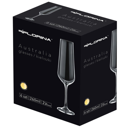 Florina Australia set van 6 exclusieve champagne glazen 260 ml