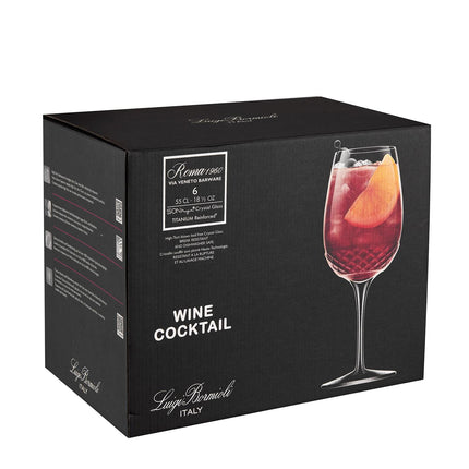 Luigi Bormioli Roma 1960 set van 6 wijn cocktail glazen van kristalglas 550ml