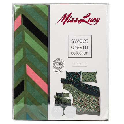 Sweet Dream Collection Green Fir tweepersoons dekbedovertrek satijnkatoen 200 x 220 cm inclusief 2 kussenslopen 70 x 80 cm