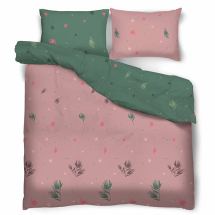 Sweet Dream Collection Plants tweepersoons dekbedovertrek satijnkatoen 200 x 220 cm inclusief 2 kussenslopen 70 x 80 cm