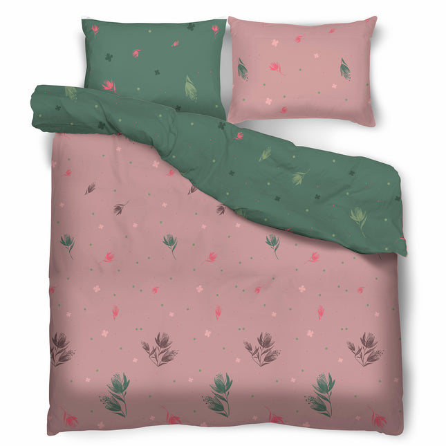 Sweet Dream Collection Plants tweepersoons dekbedovertrek satijnkatoen 200 x 220 cm inclusief 2 kussenslopen 70 x 80 cm