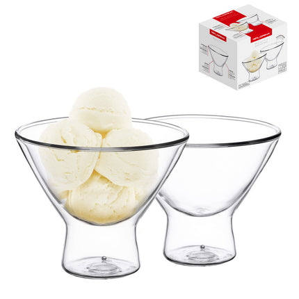Florina set van 2 dubbelwandige gehard glazen ijsbekers dessertbekers ijscoupes 300ml