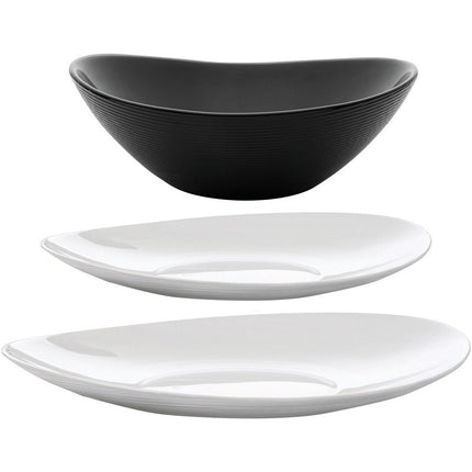 Bormioli Rocco & Florina Orion 18-delige bordenset van opaal glas wit / zwart