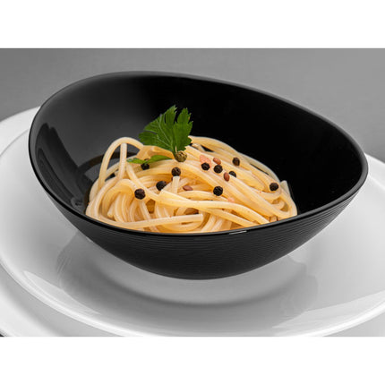Bormioli Rocco & Florina Orion 18-delige bordenset van opaal glas wit / zwart
