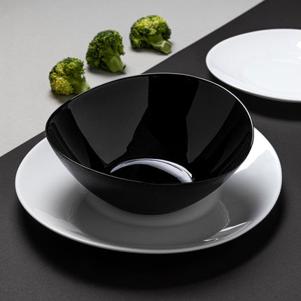 Bormioli Rocco & Florina Orion 18-delige bordenset van opaal glas wit / zwart