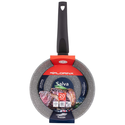 Florina Salva koekenpan met hoge rand en 3 laags non stick coating 20 x 6 cm zwart / grijs