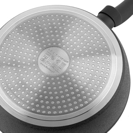 Florina Salva koekenpan met hoge rand en 3 laags non stick coating 24 x 6,5 cm zwart / grijs